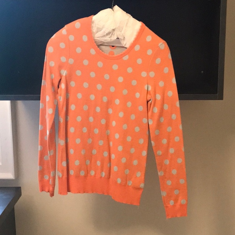 Moth Orange and Grey Polka Dot Sweater